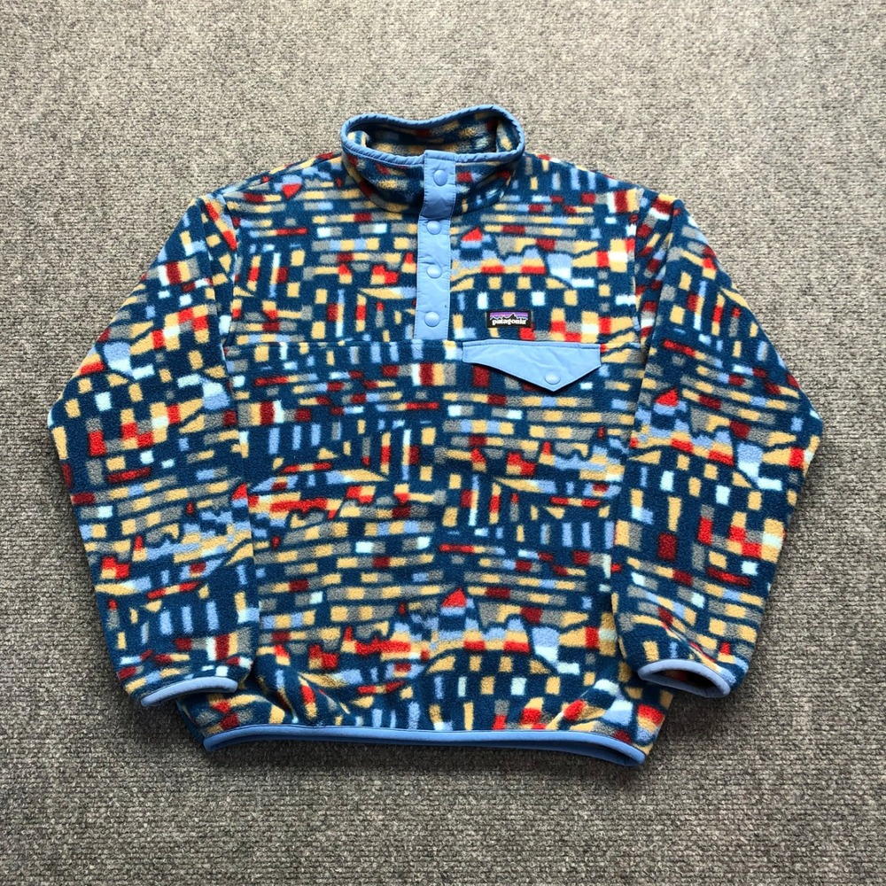 Patagonia Kids Synchilla Snap-T Fleece Pullover Multicolor Geometric S 7-8